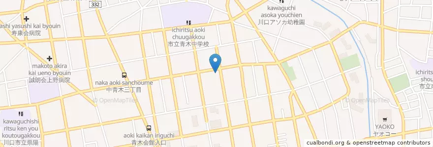 Mapa de ubicacion de 川口市南消防署青木分署 en Japan, 埼玉県, 川口市.