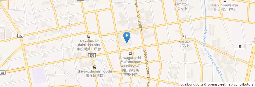 Mapa de ubicacion de 川口市役所 en Japan, 埼玉県, 川口市.