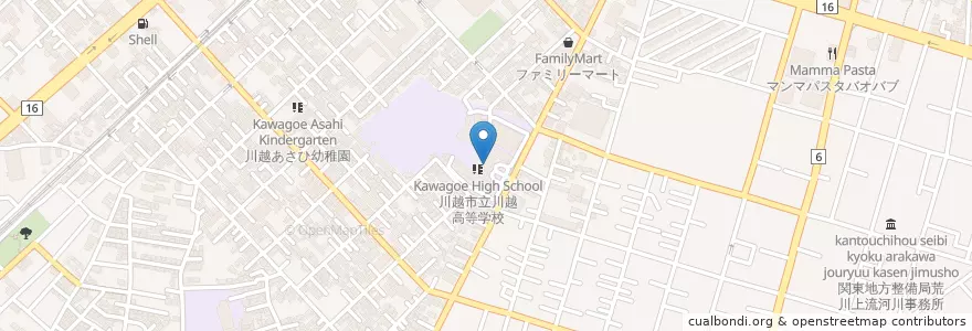 Mapa de ubicacion de 川越市立川越高等学校 en 日本, 埼玉県, 川越市.