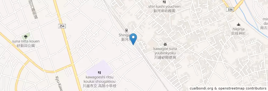 Mapa de ubicacion de 川越警察署新河岸駅前交番 en Japon, Préfecture De Saitama, 川越市.