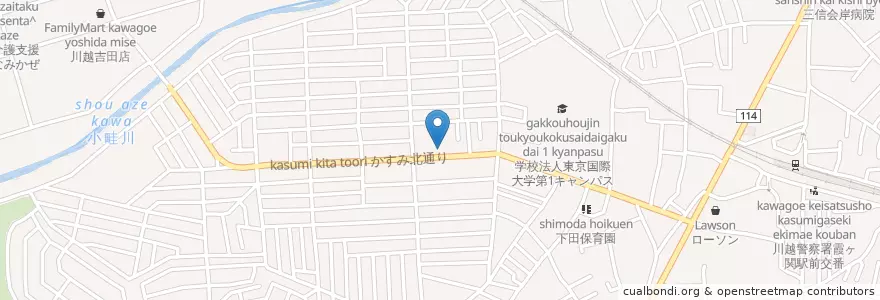 Mapa de ubicacion de 川越霞ヶ関北郵便局 en Japan, Präfektur Saitama, 川越市.