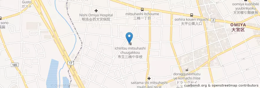 Mapa de ubicacion de さいたま市立三橋中学校 en 日本, 埼玉県, さいたま市, 大宮区.