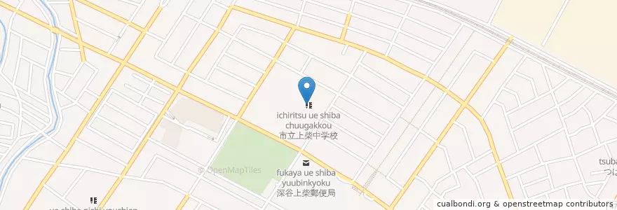 Mapa de ubicacion de 深谷市立上柴中学校 en 일본, 사이타마현, 深谷市.