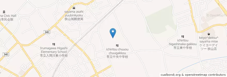 Mapa de ubicacion de 市立中央中学校 en ژاپن, 埼玉県, 狭山市.