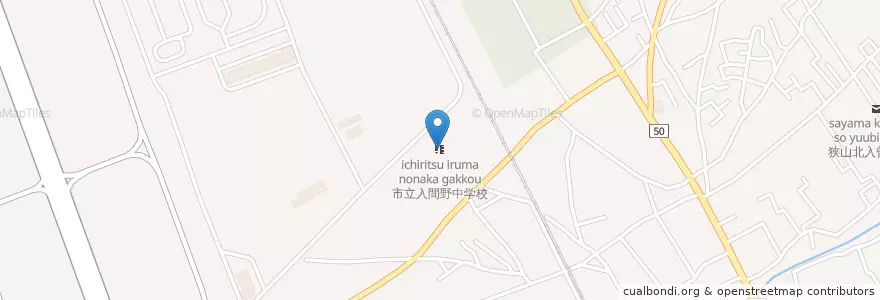 Mapa de ubicacion de 狭山市立入間野中学校 en Япония, Сайтама, Саяма.
