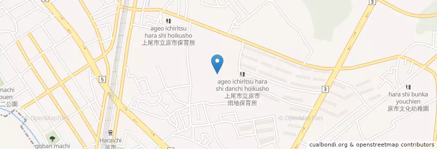 Mapa de ubicacion de 上尾市立原市中学校 en Japão, 埼玉県, 上尾市.