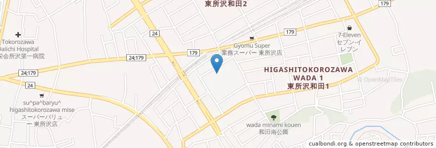 Mapa de ubicacion de 市立和田小学校 en Japão, 埼玉県, 所沢市.