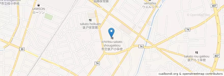 Mapa de ubicacion de 市立坂戸小学校 en Japan, Präfektur Saitama, 坂戸市.