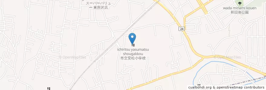 Mapa de ubicacion de 市立安松小学校 en 日本, 埼玉県, 所沢市.