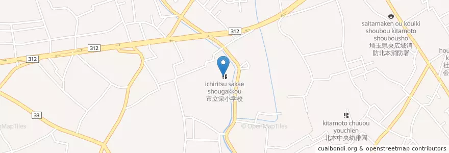 Mapa de ubicacion de 市立栄小学校 en Japan, Präfektur Saitama, 北本市.