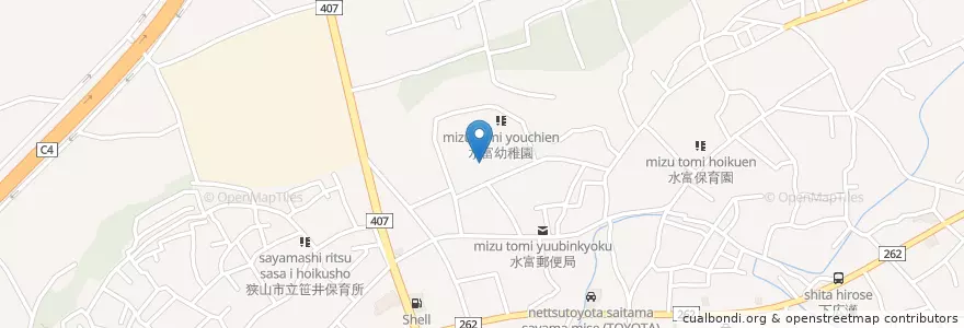 Mapa de ubicacion de 市立水富小学校 en Jepun, 埼玉県, 狭山市.
