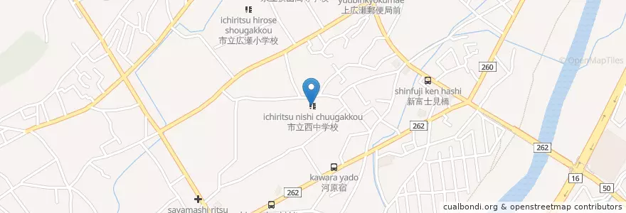Mapa de ubicacion de 狭山市立西中学校 en 日本, 埼玉県, 狭山市.