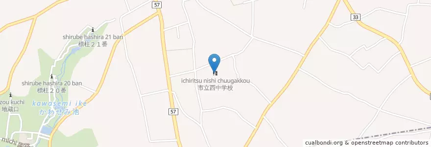 Mapa de ubicacion de 北本市立西中学校 en Giappone, Prefettura Di Saitama, 北本市.