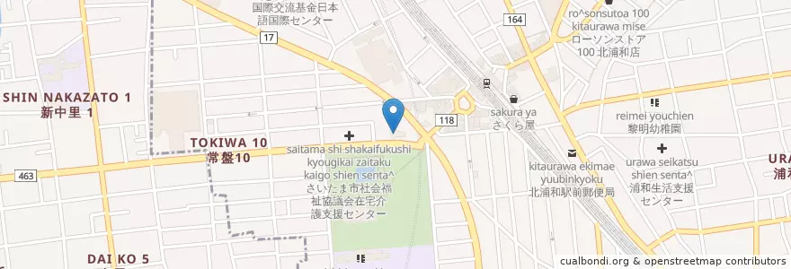 Mapa de ubicacion de 常盤幼稚園 en Giappone, Prefettura Di Saitama, さいたま市, 浦和区.