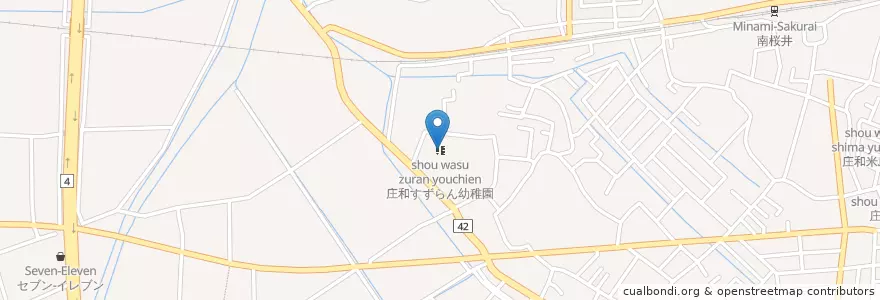 Mapa de ubicacion de 庄和すずらん幼稚園 en 日本, 埼玉県, 春日部市.
