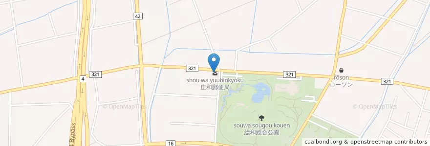 Mapa de ubicacion de 庄和郵便局 en 일본, 사이타마현, 春日部市.