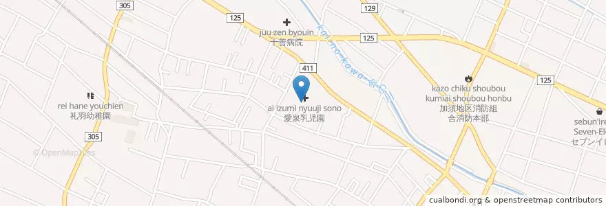 Mapa de ubicacion de 愛泉寮 en 日本, 埼玉県, 加須市.