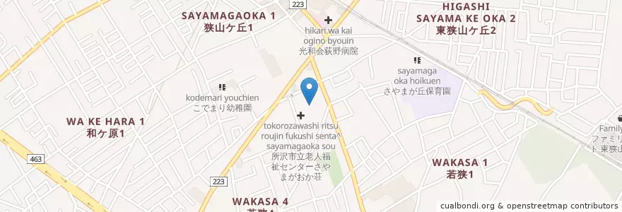 Mapa de ubicacion de 所沢市立所沢図書館狭山ケ丘分館 en Giappone, Prefettura Di Saitama, 所沢市.