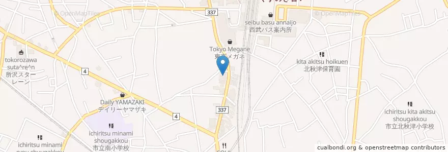 Mapa de ubicacion de 所沢東住吉郵便局 en اليابان, 埼玉県, 所沢市.