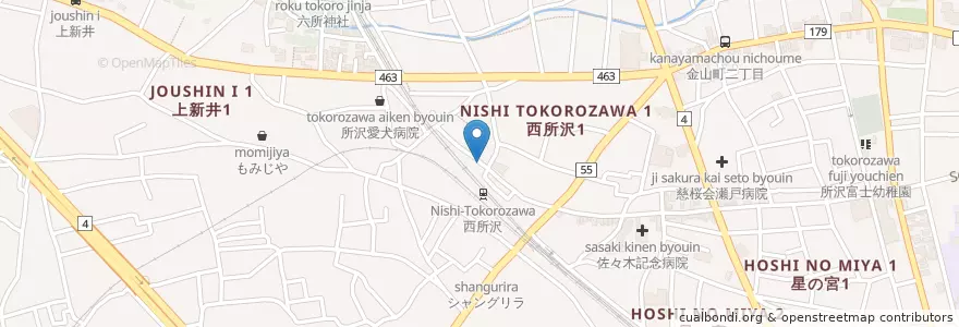 Mapa de ubicacion de 所沢警察署西所沢駅前交番 en Japón, Prefectura De Saitama, 所沢市.