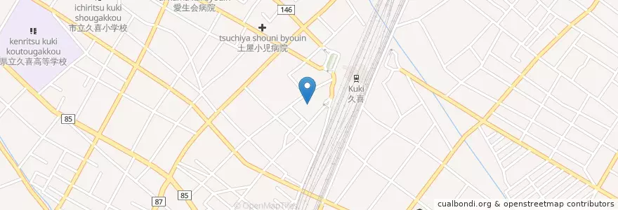 Mapa de ubicacion de 新井病院 en 日本, 埼玉県, 久喜市.