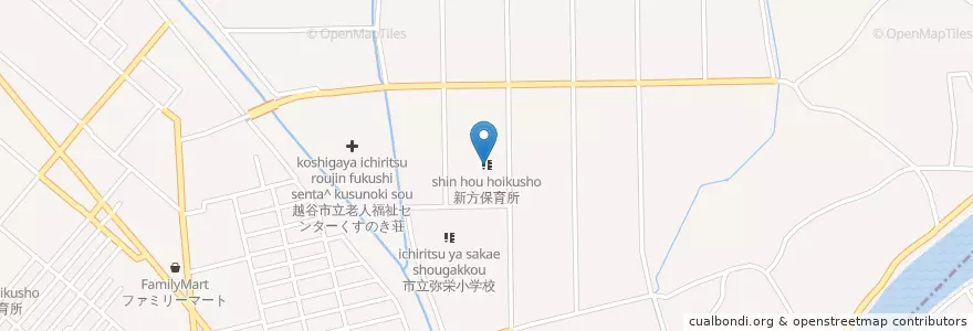 Mapa de ubicacion de 新方保育所 en Jepun, 埼玉県, 越谷市.