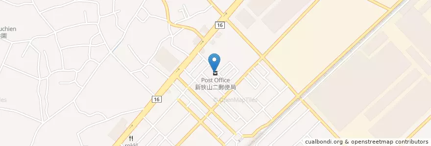 Mapa de ubicacion de 新狭山二郵便局 en Japão, 埼玉県, 狭山市.