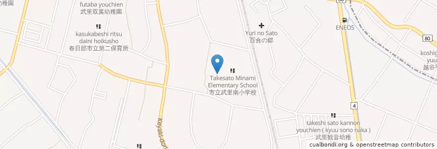 Mapa de ubicacion de 春日部市立武里図書館 en Giappone, Prefettura Di Saitama, 春日部市.