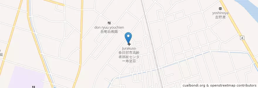 Mapa de ubicacion de 春日部市高齢者福祉センター寿楽荘 en 日本, 埼玉県, 春日部市.