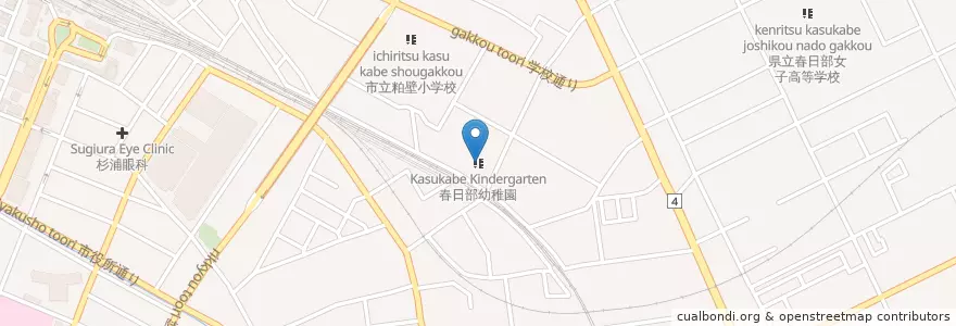 Mapa de ubicacion de 春日部幼稚園 en 일본, 사이타마현, 春日部市.