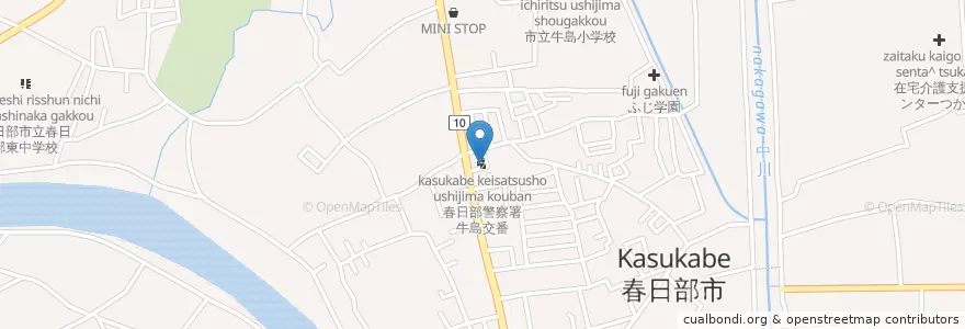 Mapa de ubicacion de 春日部警察署牛島交番 en 日本, 埼玉県, 春日部市.