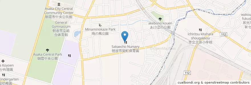 Mapa de ubicacion de 朝霞市栄町保育園 en 일본, 사이타마현, 朝霞市.