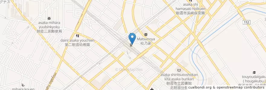 Mapa de ubicacion de 朝霞警察署北朝霞駅前交番 en Japão, 埼玉県, 朝霞市.