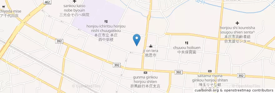 Mapa de ubicacion de 本庄西幼稚園 en Japan, Saitama Prefecture, Honjo.