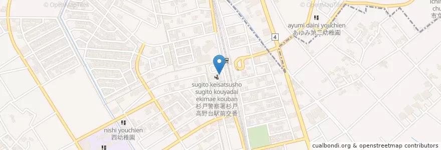 Mapa de ubicacion de 杉戸警察署杉戸高野台駅前交番 en Japan, Präfektur Saitama, 北葛飾郡, 杉戸町.