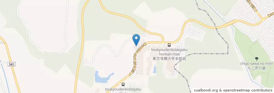 Mapa de ubicacion de 東京電機大学内簡易郵便局 en Japan, Präfektur Saitama, 比企郡, 東松山市, 鳩山町.