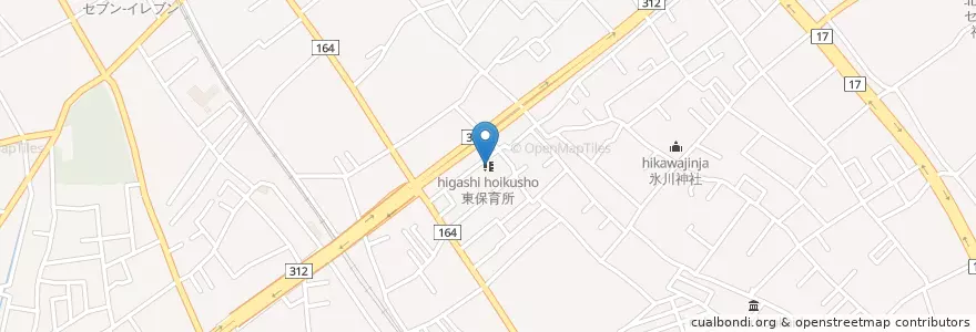 Mapa de ubicacion de 東保育所 en Japonya, 埼玉県, 北本市.