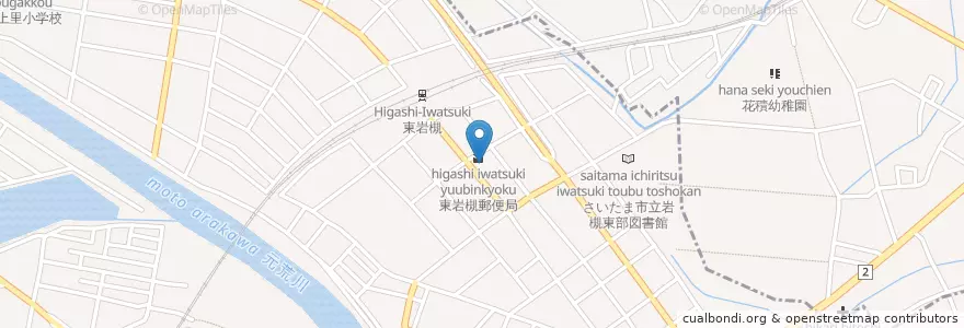 Mapa de ubicacion de 東岩槻郵便局 en 日本, 埼玉県, さいたま市, 岩槻区.