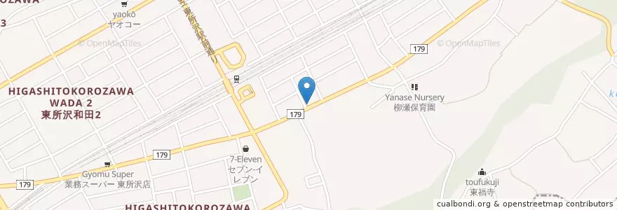 Mapa de ubicacion de 東所沢郵便局 en 日本, 埼玉県, 所沢市.