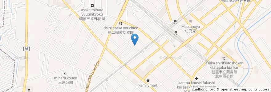 Mapa de ubicacion de 武蔵野会朝霞台中央総合病院 en Japonya, 埼玉県, 朝霞市.
