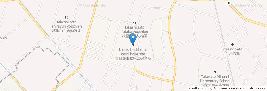 Mapa de ubicacion de 武里幼稚園 en 일본, 사이타마현, 春日部市.