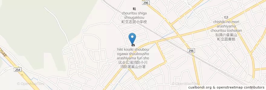 Mapa de ubicacion de 比企広域消防小川消防署嵐山分署 en Jepun, 埼玉県, 比企郡, 嵐山町.