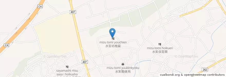 Mapa de ubicacion de 水富幼稚園 en ژاپن, 埼玉県, 狭山市.
