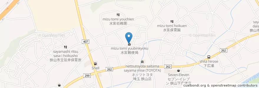 Mapa de ubicacion de 水富郵便局 en 日本, 埼玉県, 狭山市.