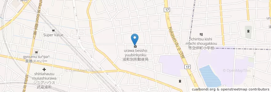 Mapa de ubicacion de 浦和別所郵便局 en Japan, Saitama Prefecture, Saitama, Minami Ward.
