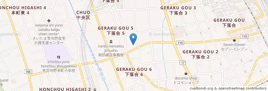 Mapa de ubicacion de 浦和西警察署与野交番 en 日本, 埼玉県, さいたま市, 中央区.