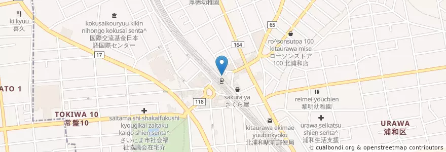 Mapa de ubicacion de 浦和警察署北浦和駅東口交番 en Japonya, 埼玉県, さいたま市, 浦和区.