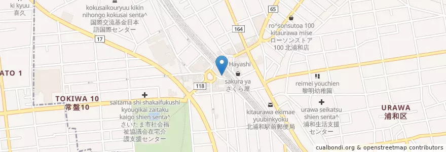 Mapa de ubicacion de 浦和警察署北浦和駅西口交番 en 日本, 埼玉県, さいたま市, 浦和区.