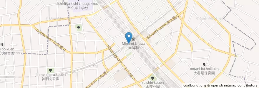 Mapa de ubicacion de 浦和警察署南浦和駅東口交番 en Japonya, 埼玉県, さいたま市, 南区.