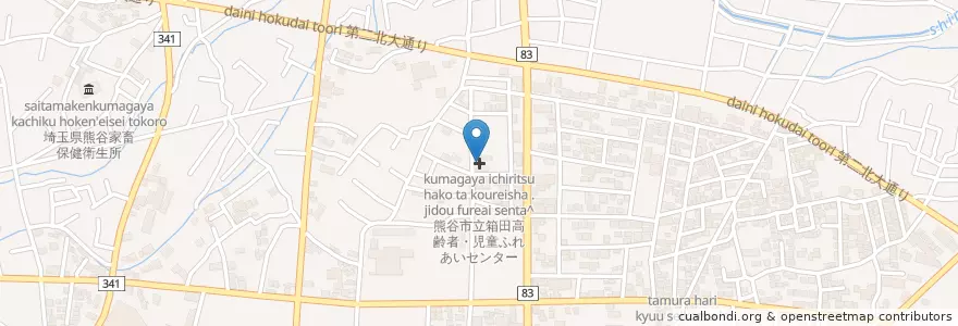 Mapa de ubicacion de 熊谷市立箱田高齢者・児童ふれあいセンター en Japonya, 埼玉県, 熊谷市.